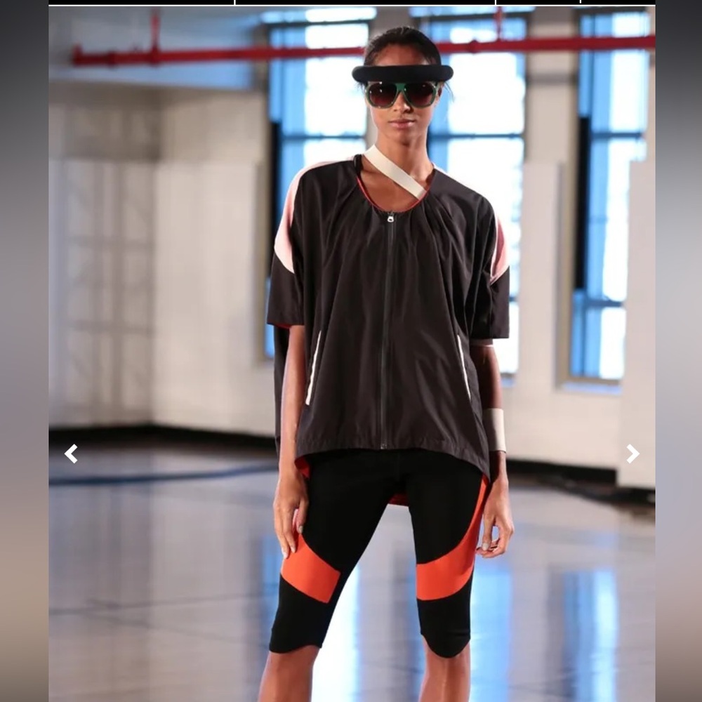 VPL by Victoria Bartlett Black and Orange Zip-Up Poncho / Jacket